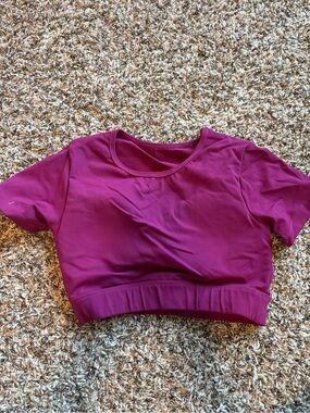Magenta Short Sleeve Crop Performance Top - Women